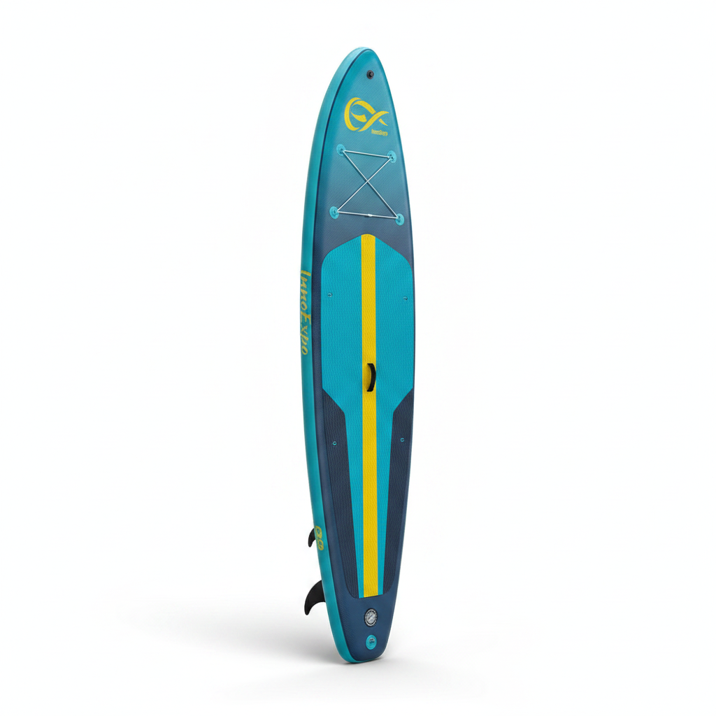 Paddelwerk Touring 11'6 aufblasbares SUP-Board in Navy und Petrol, weißer Hintergrund